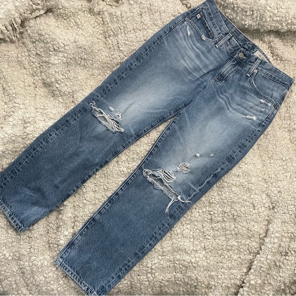 AG The Ex-Boyfriend Slim Distressed Blue Cotton Jeans 27
